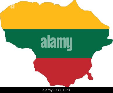 Lithuania Flag in Map, Lithuania Map with Flag, Map of Lithuania, Map with Flag, Nation Flag Lithuania Stock Vector