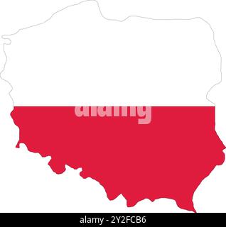 Poland Flag in Map, Poland Map with Flag, Map of Poland, Map with Flag, Nation Flag Poland Stock Vector