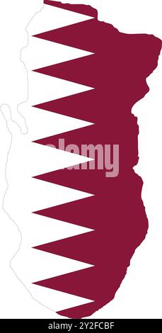 Qatar Flag in Map, Qatar Map with Flag, Map of Qatar, Map with Flag, Nation Flag Qatar Stock Vector