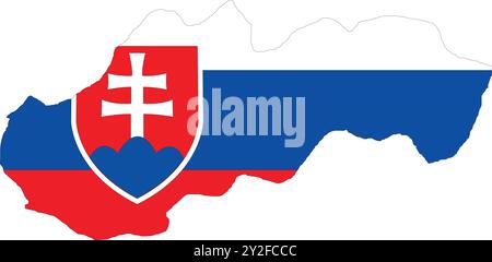 Slovakia Flag in Map, Slovakia Map with Flag, Map of Slovakia, Map with Flag, Nation Flag Slovakia Stock Vector
