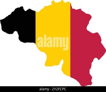 Belgium Flag in Map, Belgium Map with Flag, Map of Belgium, Map with Flag, Nation Flag Belgium Stock Vector