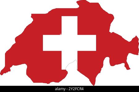 Switzerland Flag in Map, Switzerland Map with Flag, Map of Switzerland , Map with Flag, Nation Flag Switzerland Stock Vector