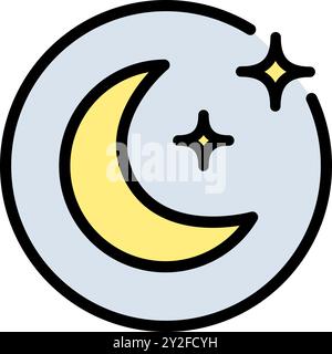 Moon and Stars color logo. Vector symbol, moon icon concept for your logo web mobile app UI design. Stock Vector