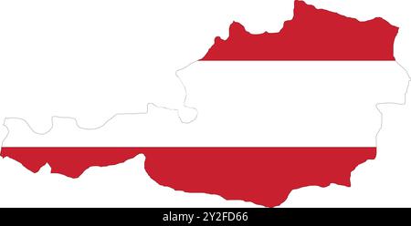 Austria Flag in Map, Austria Map with Flag, Map of Austria, Map with Flag, Nation Flag Austria Stock Vector