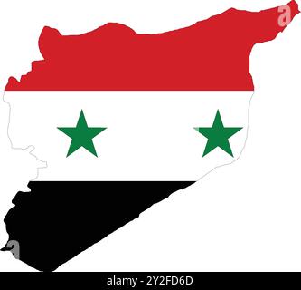 Syria Flag in Map, Syria Map with Flag, Map of Syria, Map with Flag, Nation Flag Syria Stock Vector