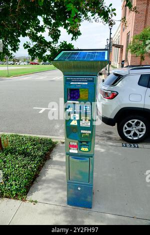 Car Park parking payment station using credit cards or cash with UPC available historic Savannah, Georgia . Created August 28 , 2024 Stock Photo