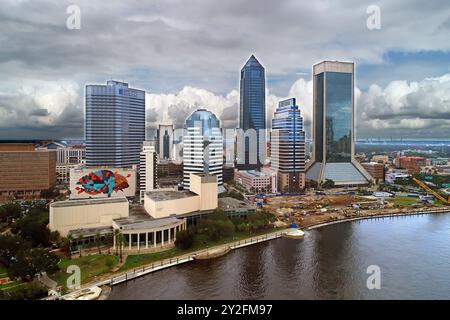 Aerial view of Downtown skyline of Jacksonville, Florida . Created 09.21.24 Stock Photo