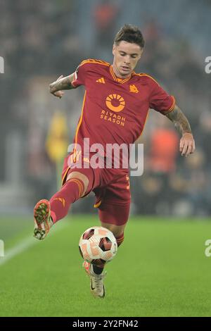 Roma, Italia. 26th Oct, 2023. Foto Alfredo Falcone/LaPresse 26 Ottobre 2023 - Roma, Italia - sport, calcio - Roma vs Slavia Praga - Uefa Europa League 2023-2024 Girone G - Stadio Olimpico di Roma. Nella foto: Nicola Zalewski (59 AS Roma) Foto Alfredo Falcone/LaPresse October 26, 2023 Rome, Italy - sport, soccer - Roma vs Slavia Praga - Uefa Europe League 2023-2024 Group G - Olimpic Stadium în Rome. In the pic: Nicola Zalewski (59 AS Roma) Credit: LaPresse/Alamy Live News Stock Photo