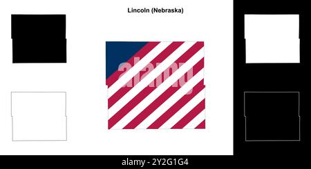 Lincoln County (Nebraska) outline map set Stock Vector