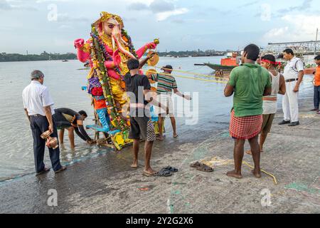 Ganapati Immersion at kolkata babughat west bengal india Stock Photo