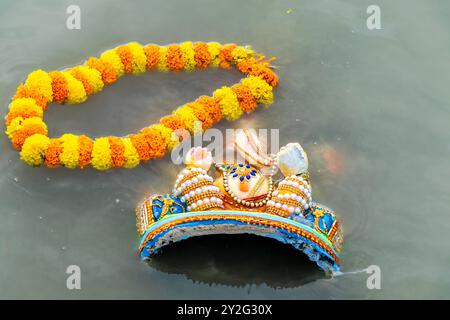 Ganapati Immersion at kolkata babughat west bengal india Stock Photo