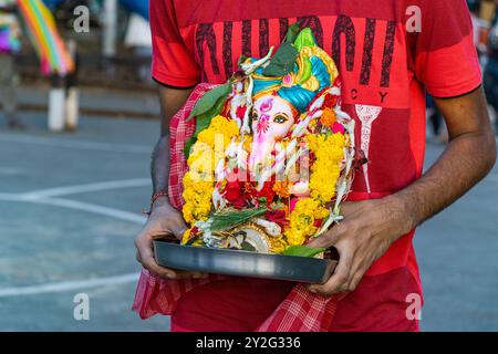 Ganapati Immersion at kolkata babughat west bengal india Stock Photo