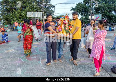 Ganapati Immersion at kolkata babughat west bengal india Stock Photo