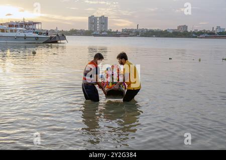 Ganapati Immersion at kolkata babughat west bengal india Stock Photo