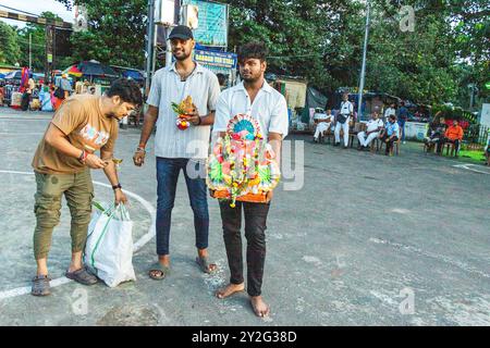 Ganapati Immersion at kolkata babughat west bengal india Stock Photo