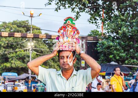 Ganapati Immersion at kolkata babughat west bengal india Stock Photo