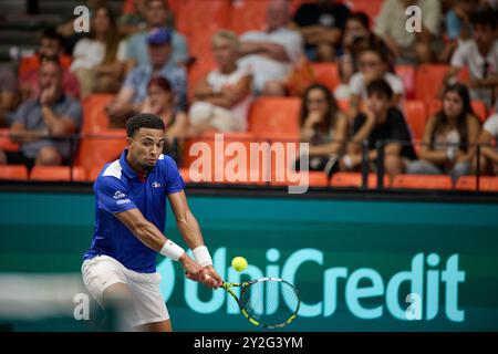 Arthur Fils of France in action against Thiago Seyboth Wild of Brazil