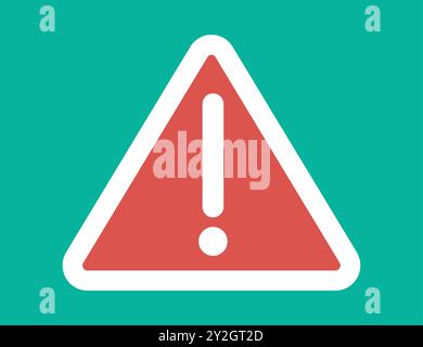 White exclamation mark in a red triangle with white border. Red triangle warning of danger. Flat design vector Stock Vector