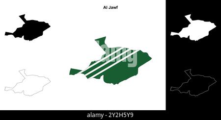 Al Jawf province outline map set Stock Vector