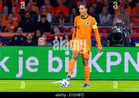 Amsterdam, Netherlands. 10th Sep, 2024. AMSTERDAM, NETHERLANDS - SEPTEMBER 10: Virgil van Dijk of the Netherlands in action during the UEFA Nations League 2024/25 League A Group A3 match between Netherlands and Germany at Johan Cruijff Arena on September 10, 2024 in Amsterdam, Netherlands. (Photo by Joris Verwijst/BSR Agency) Credit: BSR Agency/Alamy Live News Stock Photo