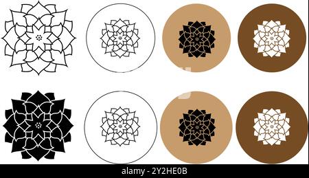 Lotus flower design, set, Yoga vector abstract collection Stock Vector