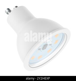 GU10 LED Bi-pin Light Bulb with Twist Lock Base, 3D rendering isolated on white background Stock Photo