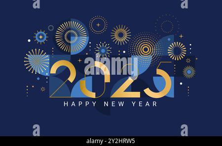 Elegant card for celebrating 2025 New Year. Stock Vector