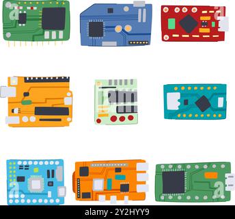 microcontroller set cartoon vector illustration Stock Vector Image ...