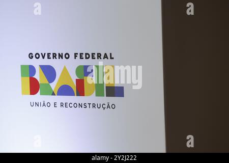 Brazilian government logo on the wall. Government of Brazil. Symbol and ...