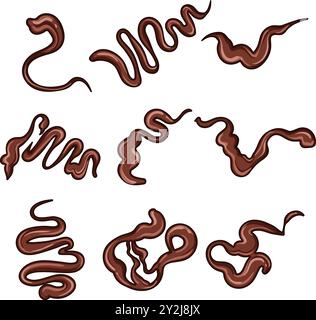 chocolate drip sause set cartoon vector illustration Stock Vector