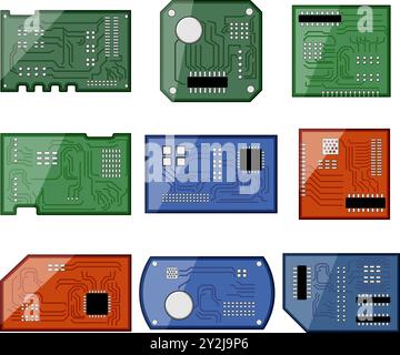 microcontroller set cartoon vector illustration Stock Vector