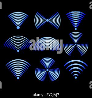 wireless signal wave set cartoon vector illustration Stock Vector