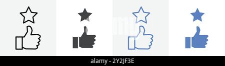 1 star rating icon linear thin line icon graphics set black and white Stock Vector