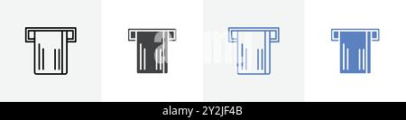 atm insert card icon linear thin line icon graphics set black and white Stock Vector