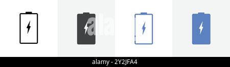 charging icon linear thin line icon graphics set black and white Stock Vector