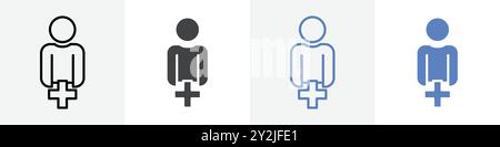 add friend icon linear thin line icon graphics set black and white Stock Vector