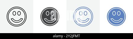 emoji icon linear thin line icon graphics set black and white Stock Vector