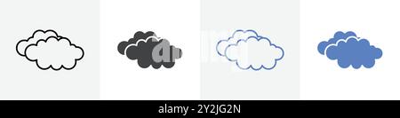 clouds icon linear thin line icon graphics set black and white Stock Vector