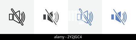no sound icon linear thin line icon graphics set black and white Stock Vector