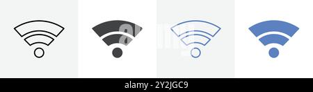 low wifi connection icon linear thin line icon graphics set black and white Stock Vector