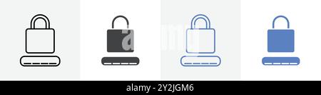 pin lock icon linear thin line icon graphics set black and white Stock Vector