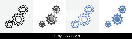 mechanism icon linear thin line icon graphics set black and white Stock Vector