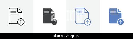 file upload icon linear thin line icon graphics set black and white Stock Vector