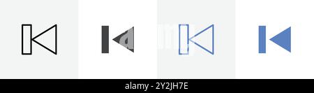 rewind icon linear thin line icon graphics set black and white Stock Vector