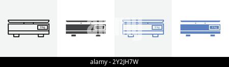 weighting scale icon linear thin line icon graphics set black and white Stock Vector