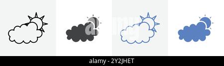 weather icon linear thin line icon graphics set black and white Stock Vector