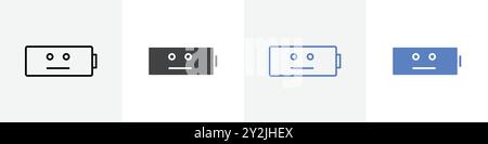 normal battery icon linear thin line icon graphics set black and white Stock Vector