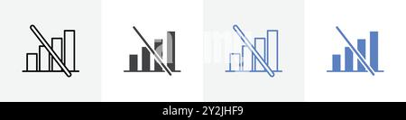 no service icon linear thin line icon graphics set black and white Stock Vector