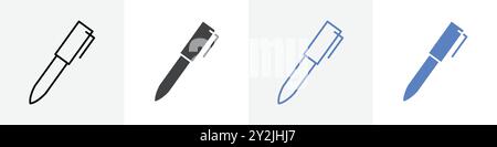 pen icon linear thin line icon graphics set black and white Stock Vector