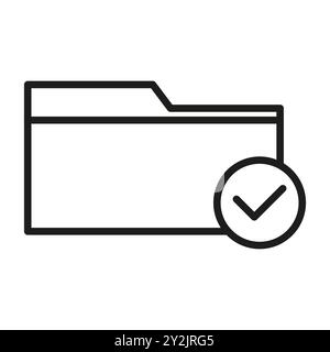 Folder check icon. Approved file symbol. Document validation graphic. Vector illustration. Stock Vector